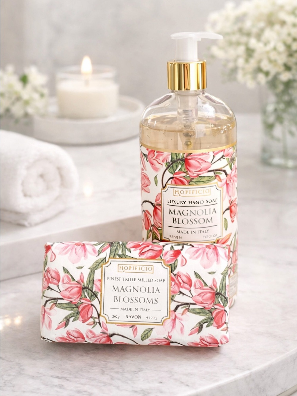 NWT Hopificio Magnolia Blossom Luxury Italian Soap Bar & Hand Soap